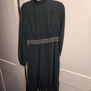 Elegant Green Textured Women's Dress